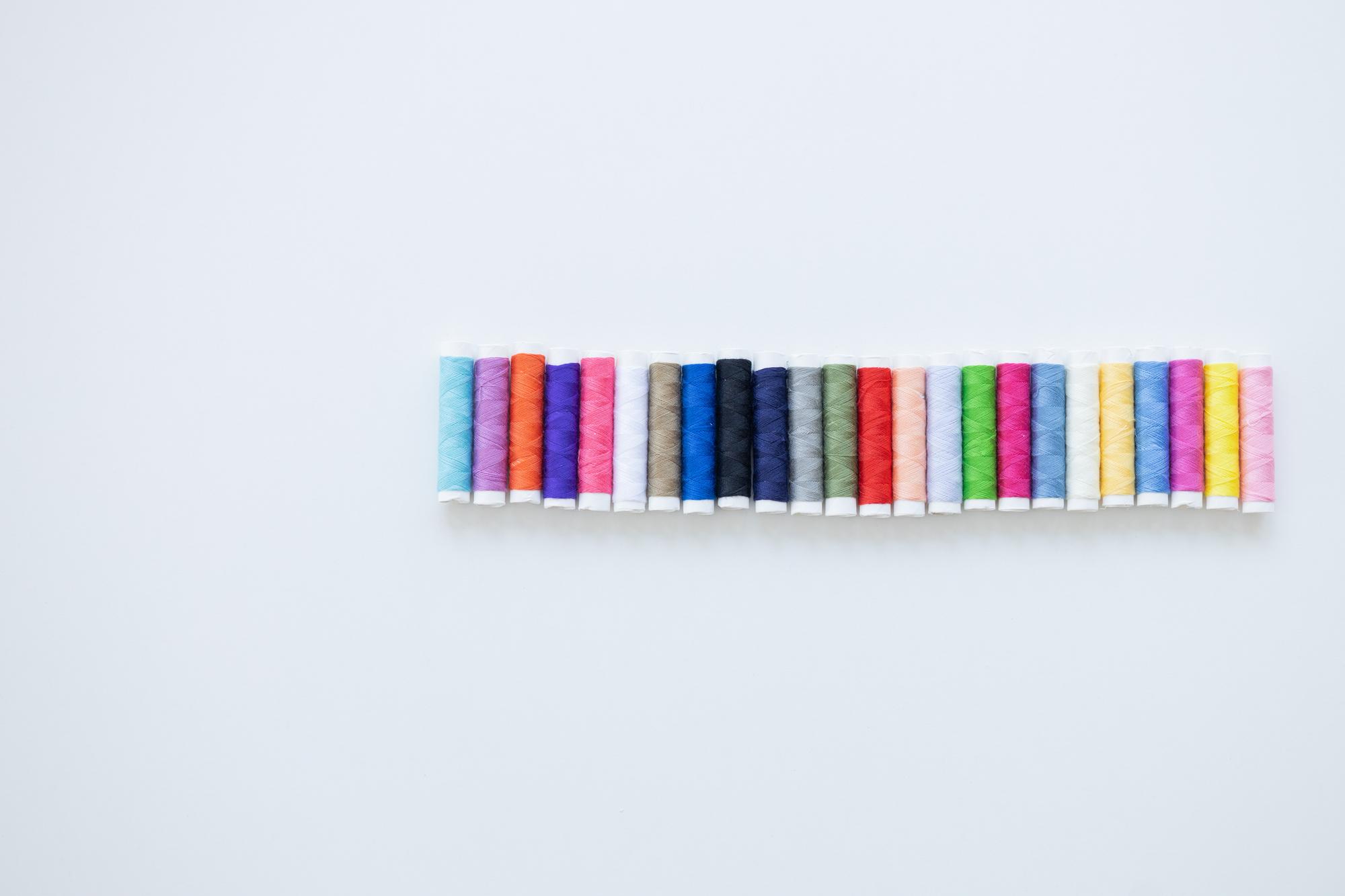 arranged embroidery kits and threads